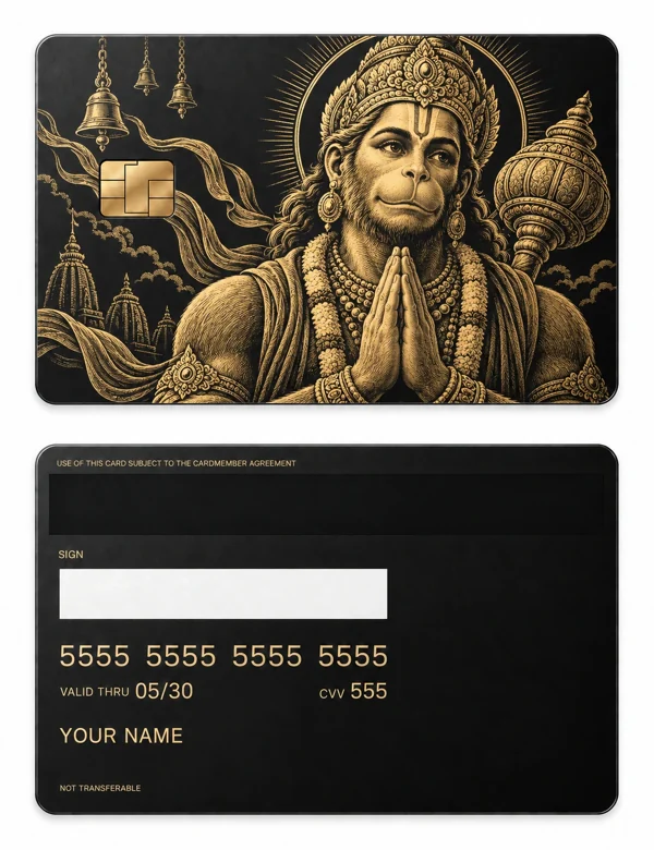 Hanuman's Devotion — Matte black brass with gold engraving