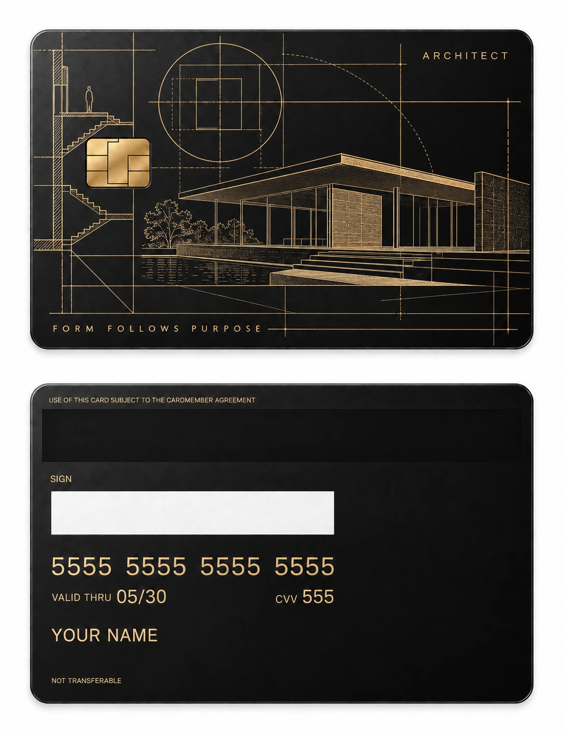 Architect's Blueprint metal card — Front