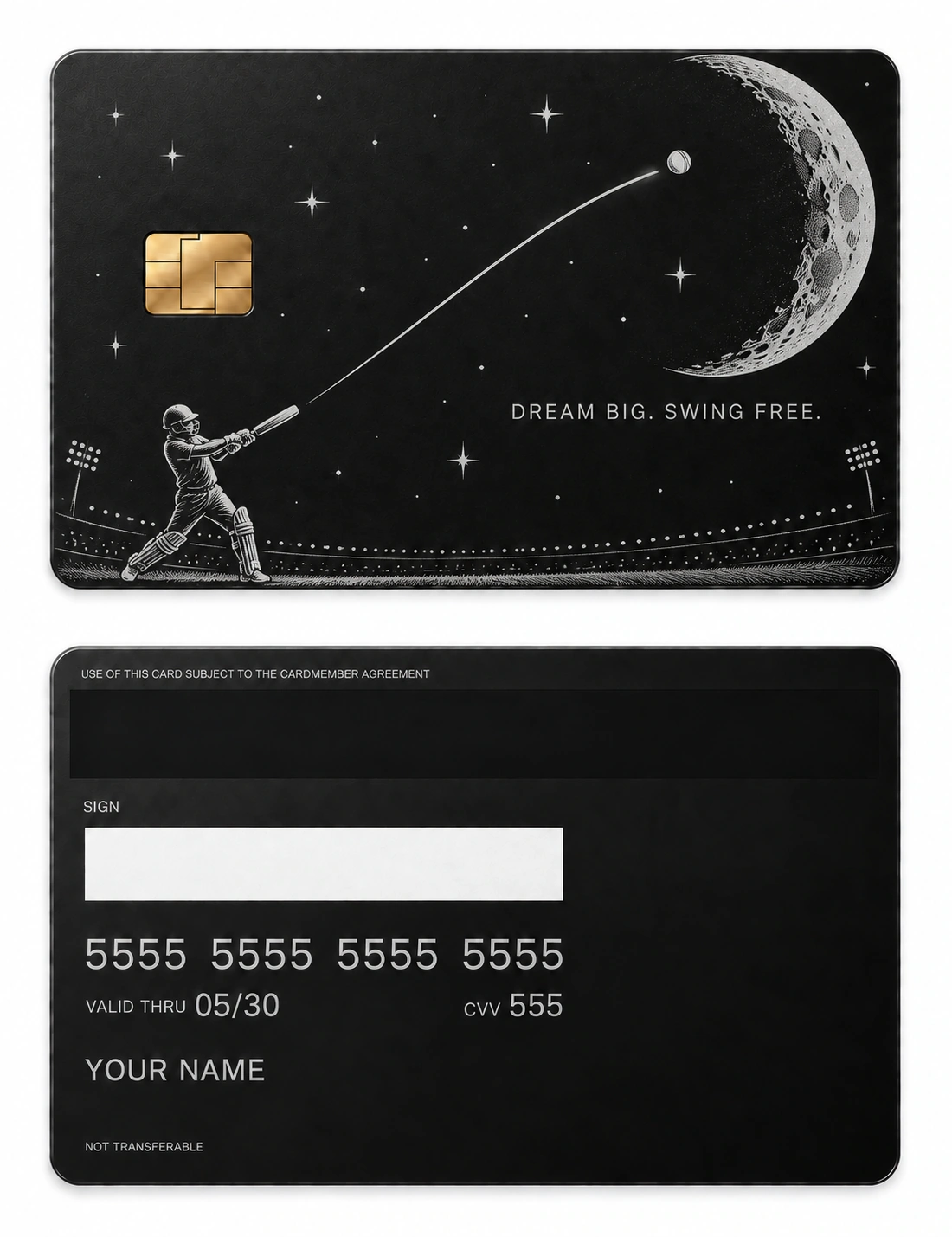 Six to the Moon metal card