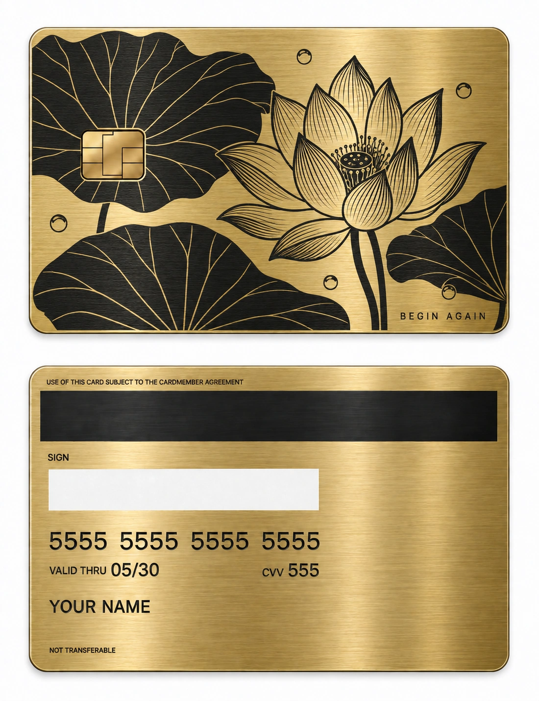 Lotus After Rain metal card — Front