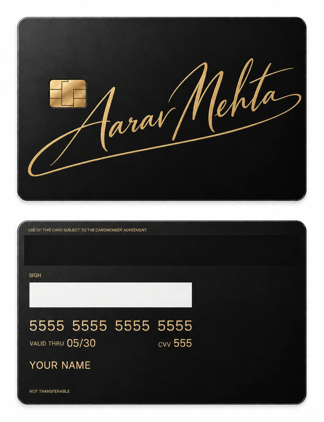 Aarav Signature No.1 metal card — Front
