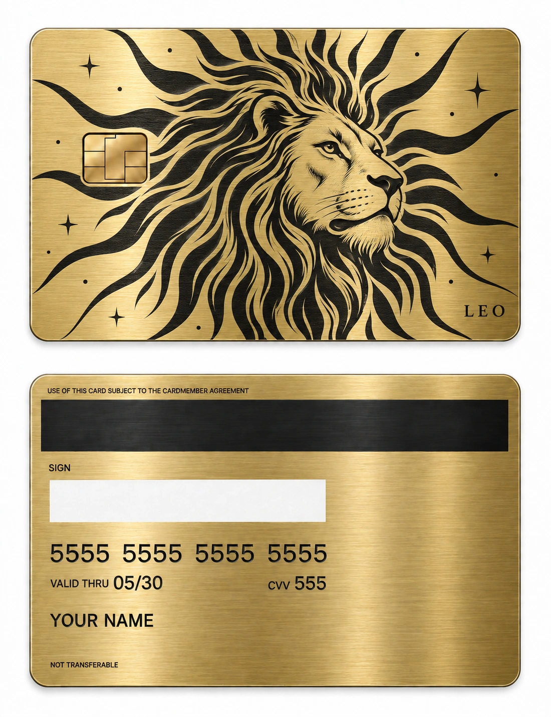 Leo Solar Crest metal card