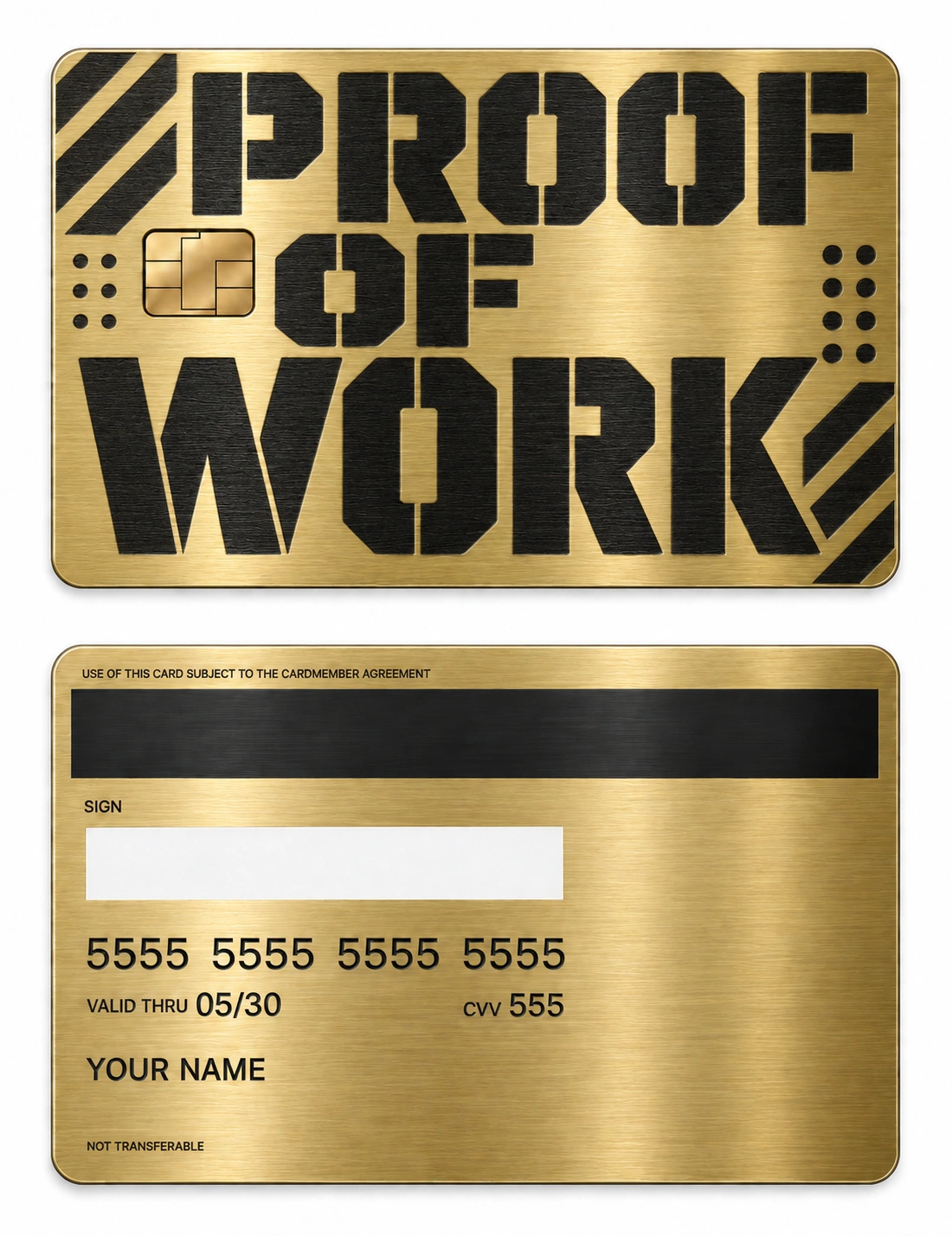 Proof of Work metal card — Front