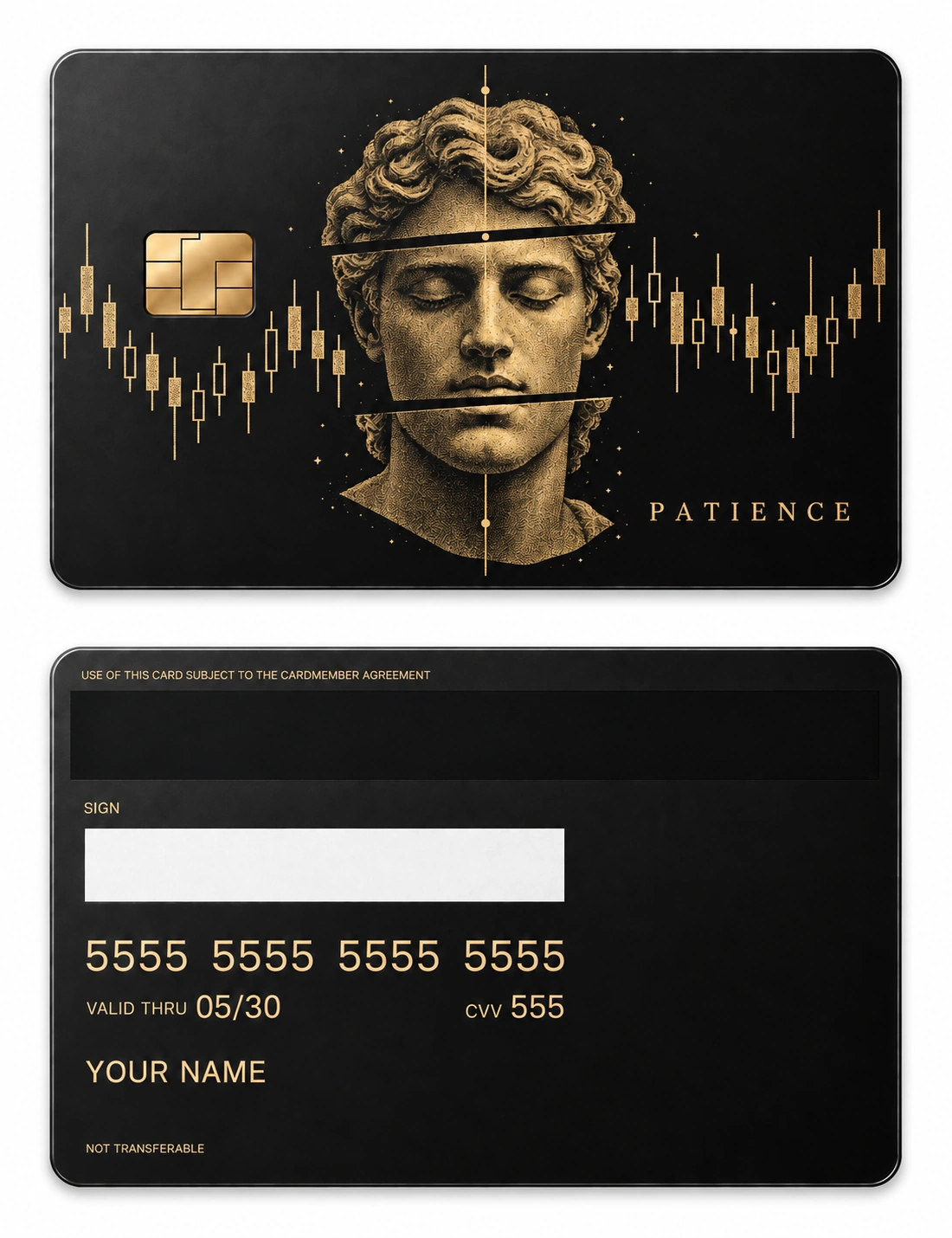 Patient Trader metal card — Front