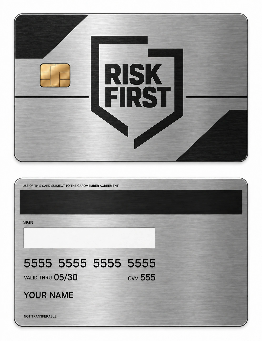 Risk First metal card — Front