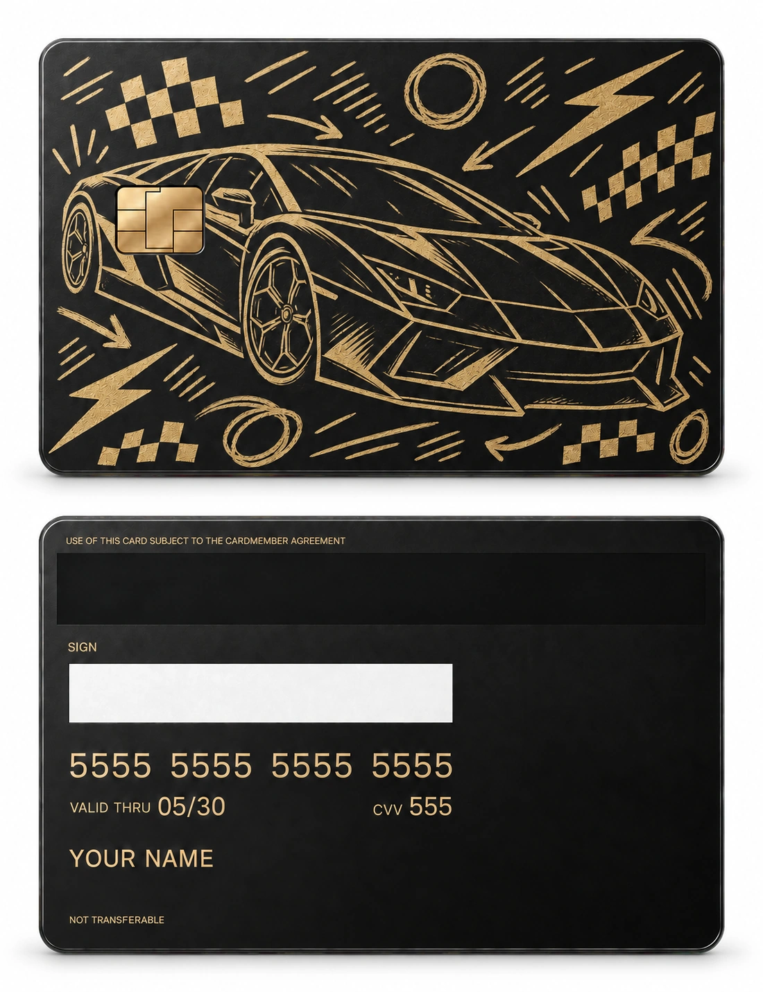 Doodle Supercar metal card