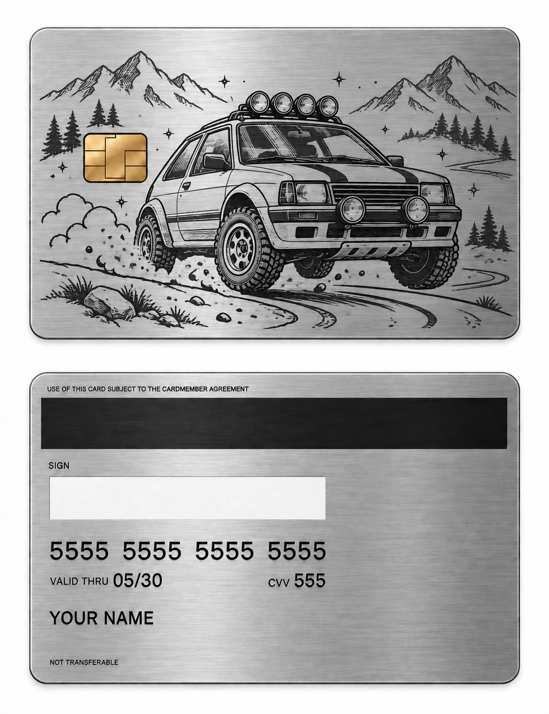 Pocket Rally metal card — Front
