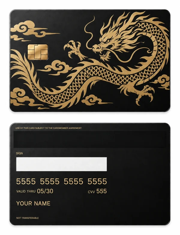 Dragon Fold — Matte black brass with gold engraving