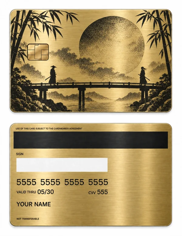 Moon Duel — Brushed gold stainless steel with black engraving