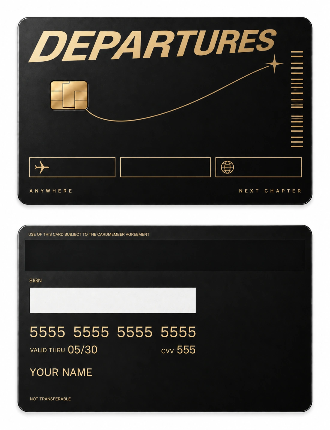 Departures Only metal card — Front
