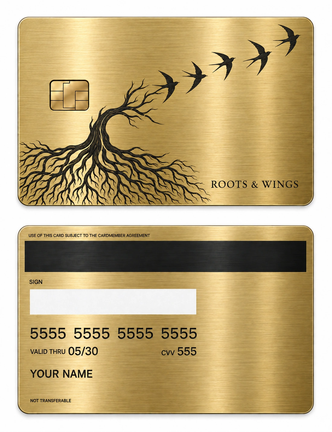 Roots and Wings metal card