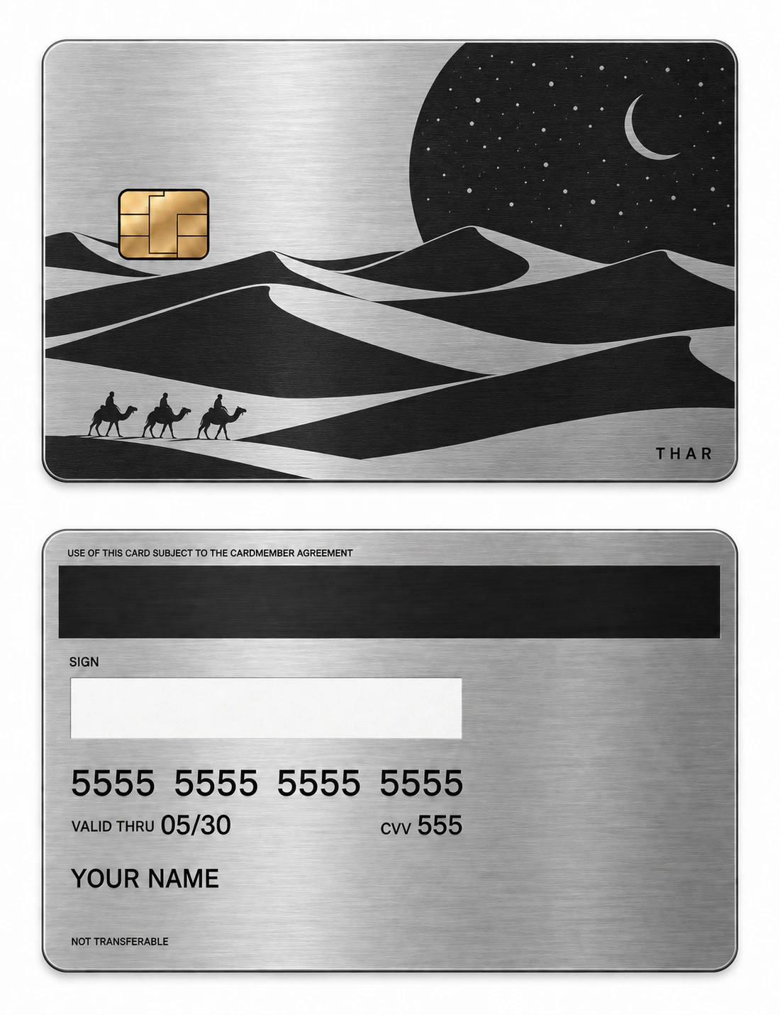 Thar After Dark metal card — Front