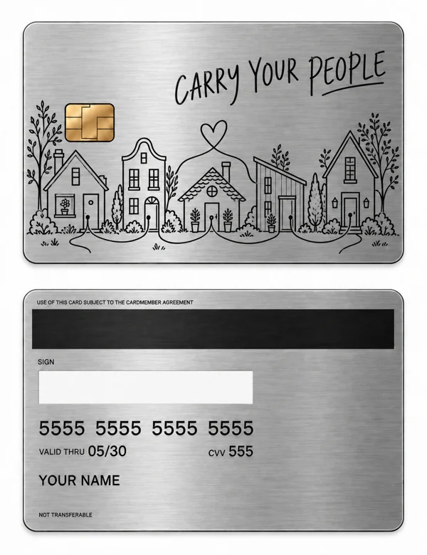 Carry Your People — Brushed silver stainless steel with black engraving