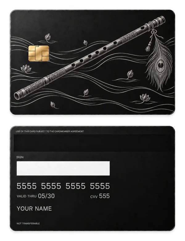 Bansuri River — Matte black stainless steel with silver engraving