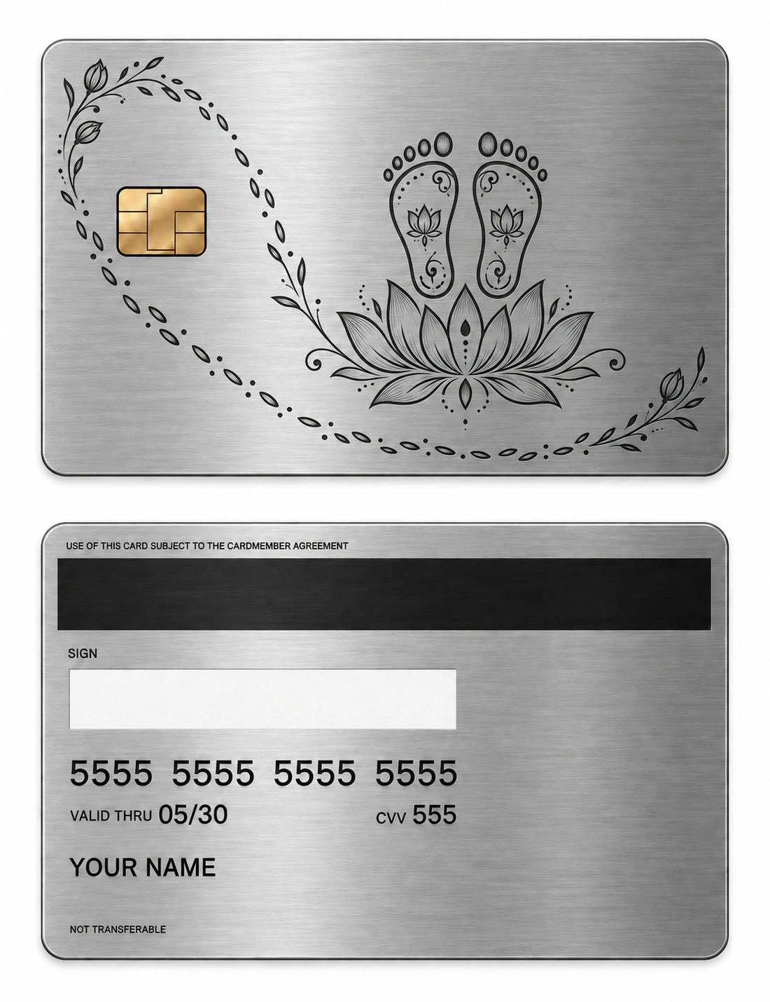 Lakshmi Footsteps metal card — Front