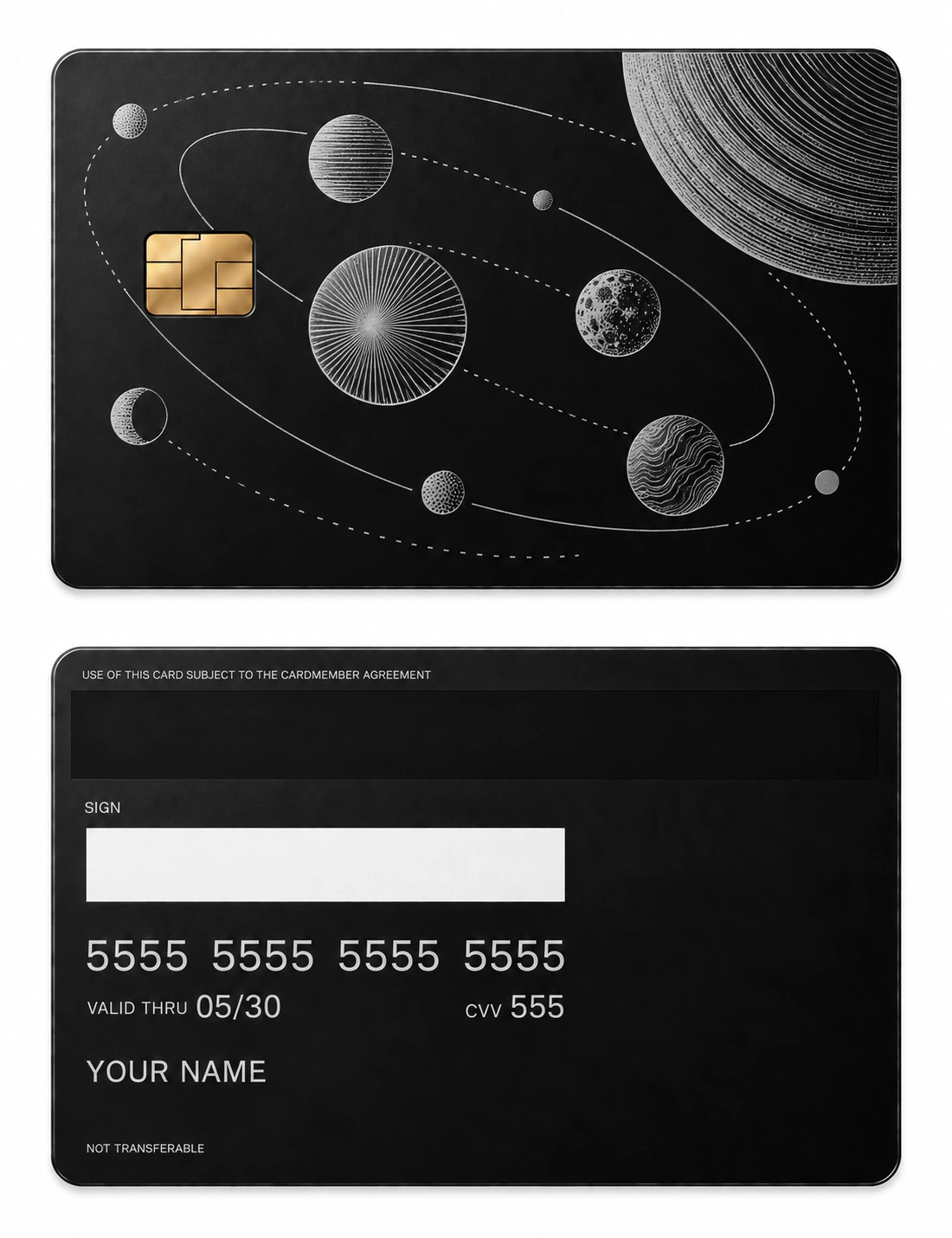 Nine Orbits metal card — Front