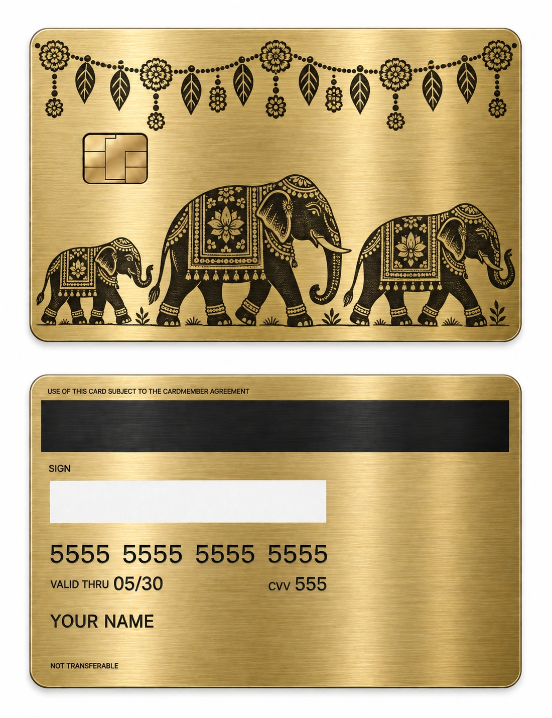 Elephant Procession metal card