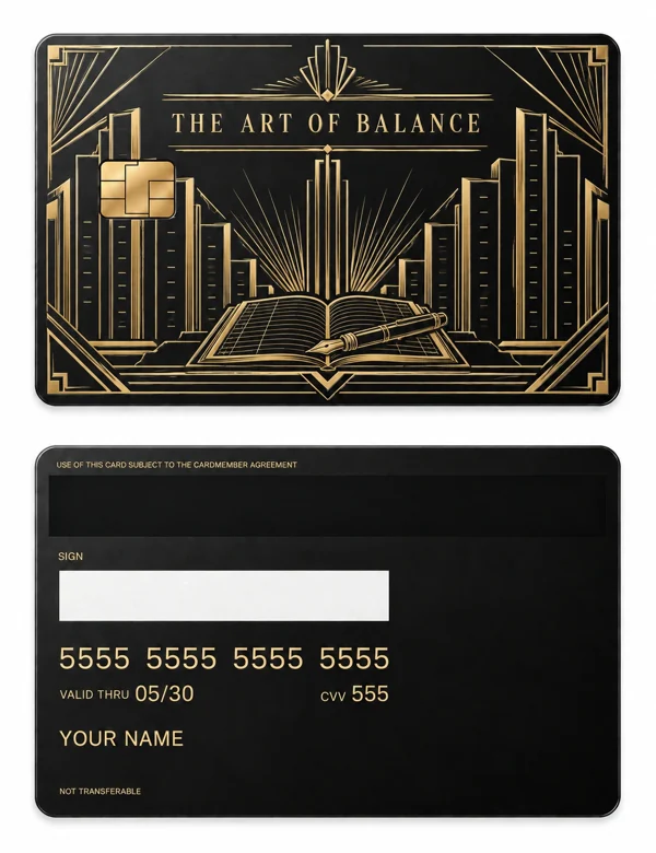 The Art of Balance — Matte black brass with gold engraving