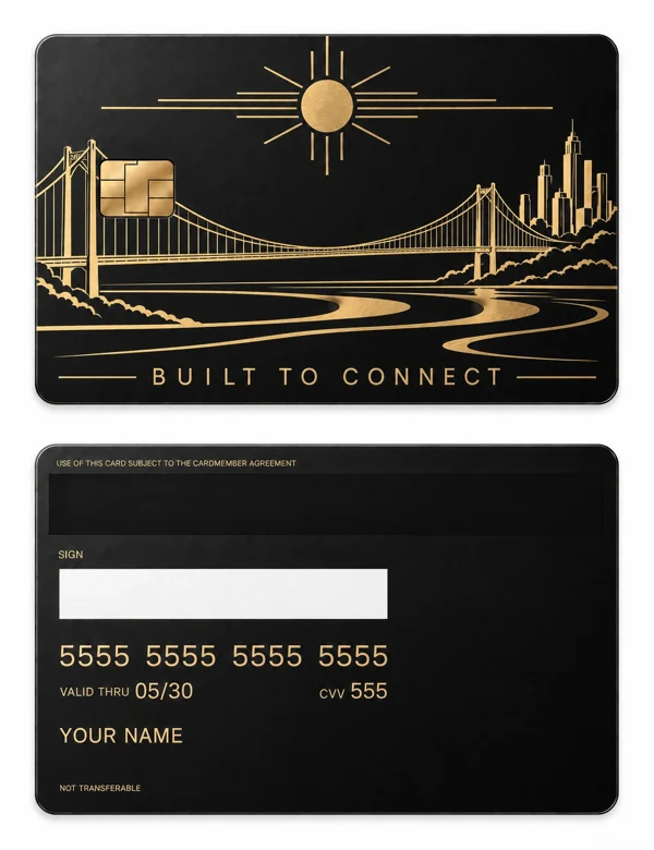 Built to Connect — Matte black brass with gold engraving