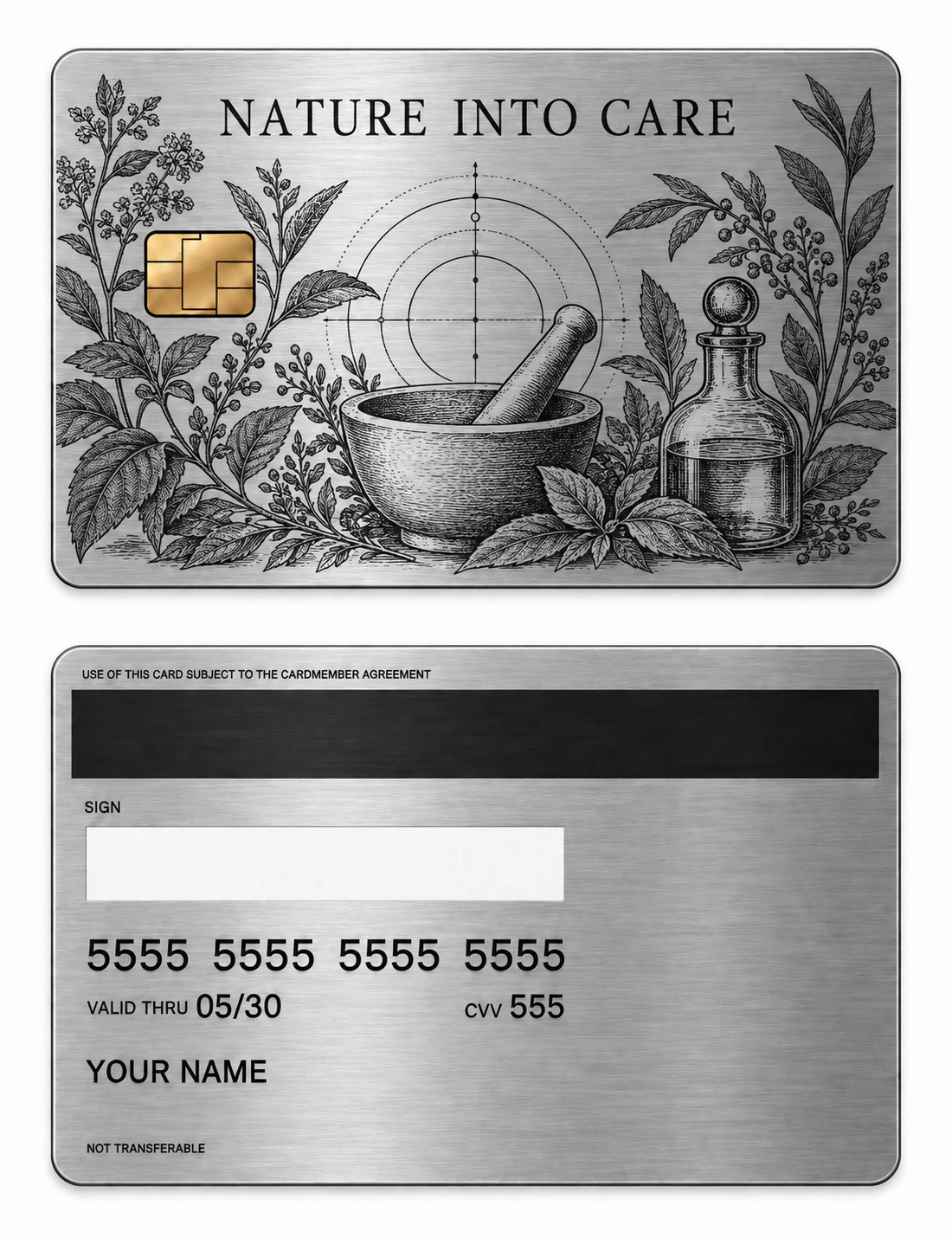 Nature Into Care metal card
