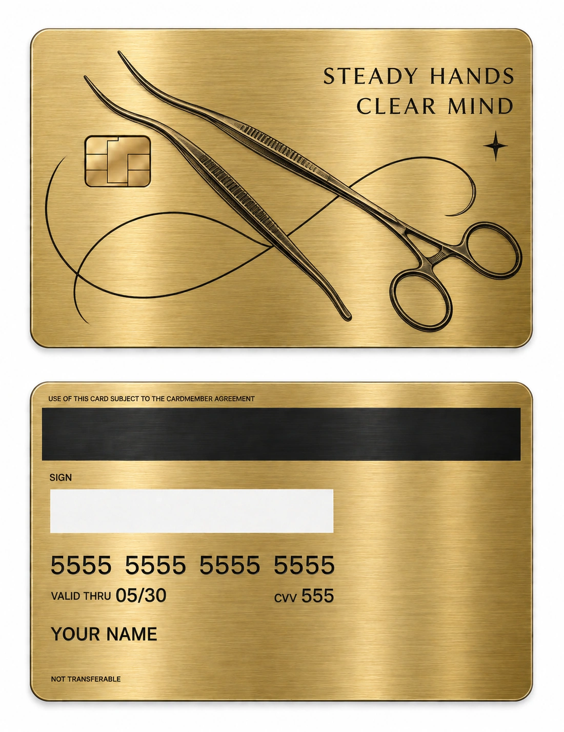 Steady Hands Clear Mind metal card — Front