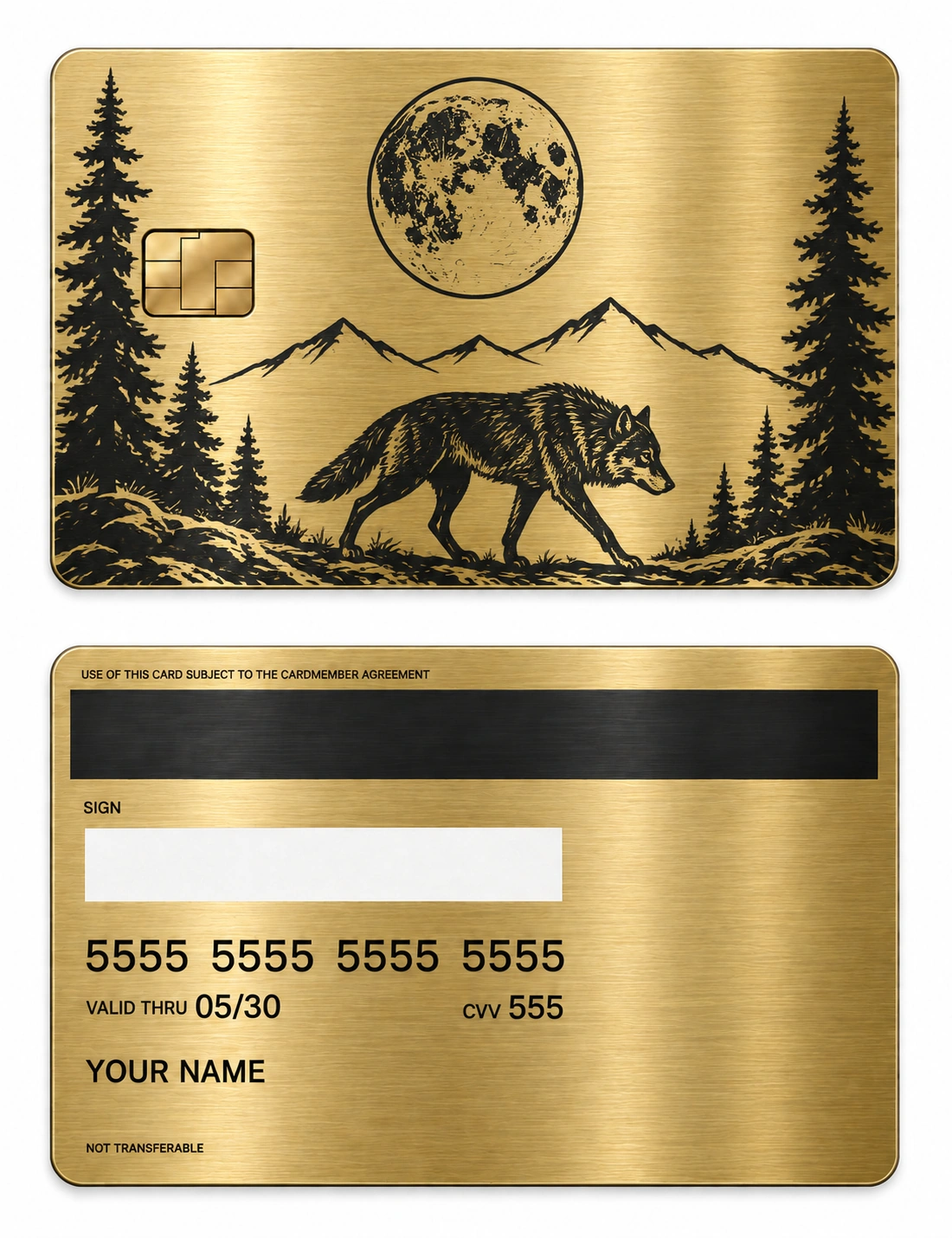 Wolf Between Pines metal card