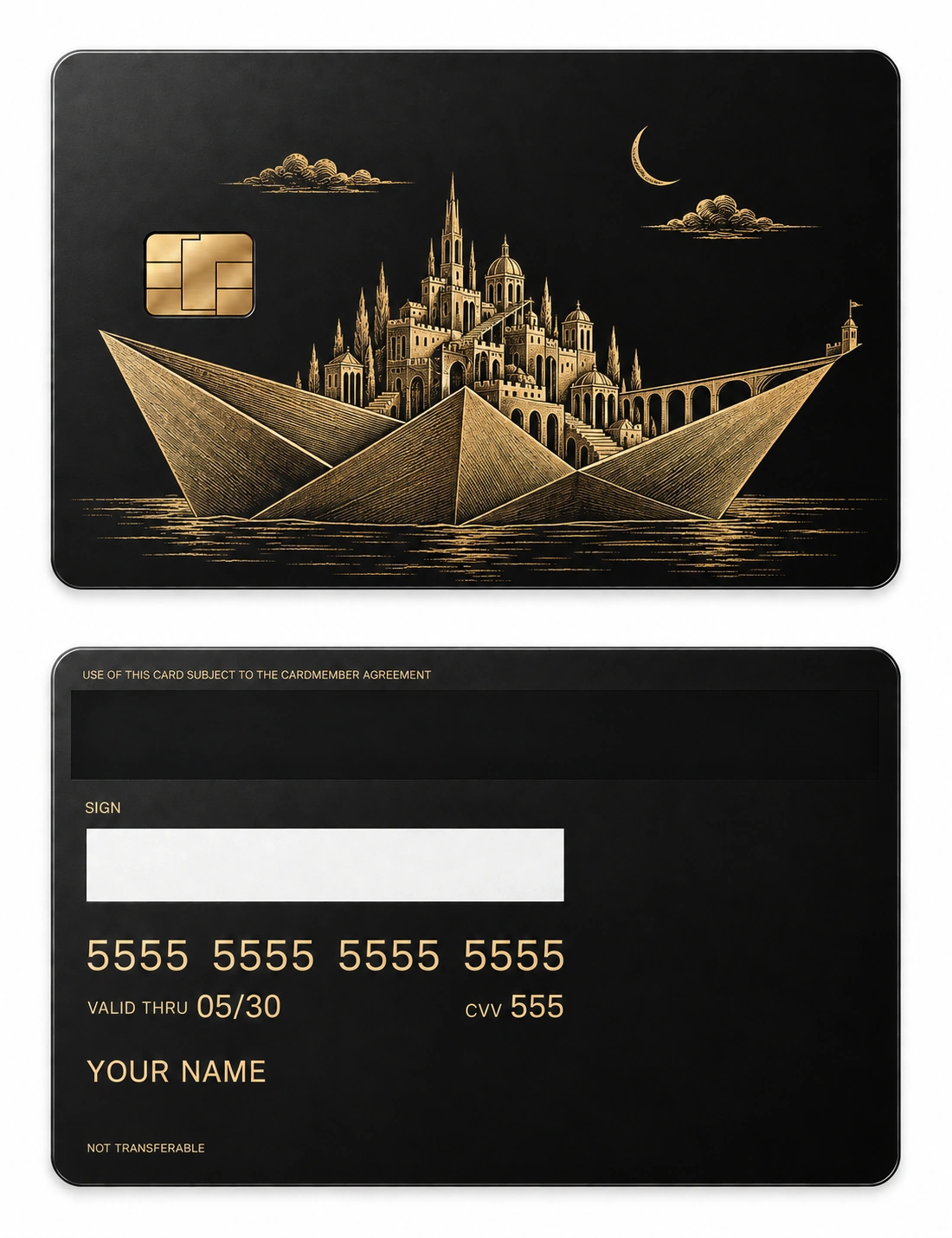 Paper Boat City metal card — Front