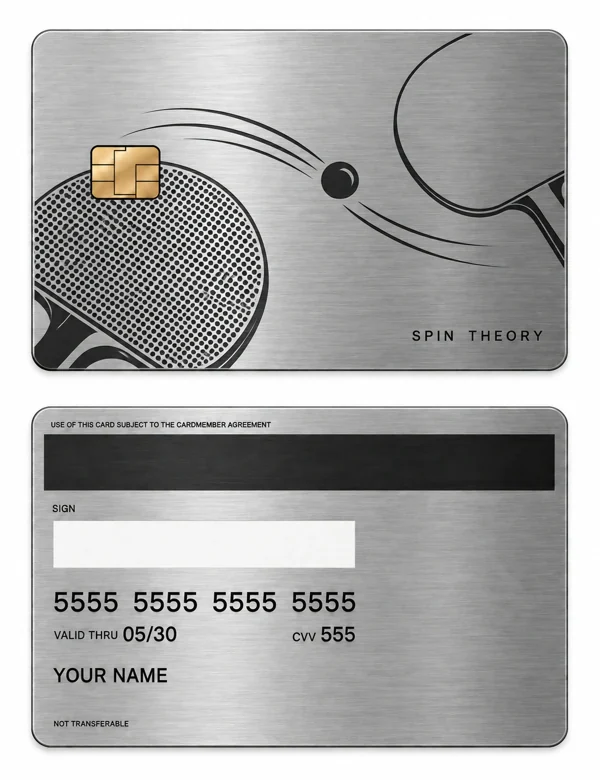 Spin Theory — Brushed silver stainless steel with black engraving
