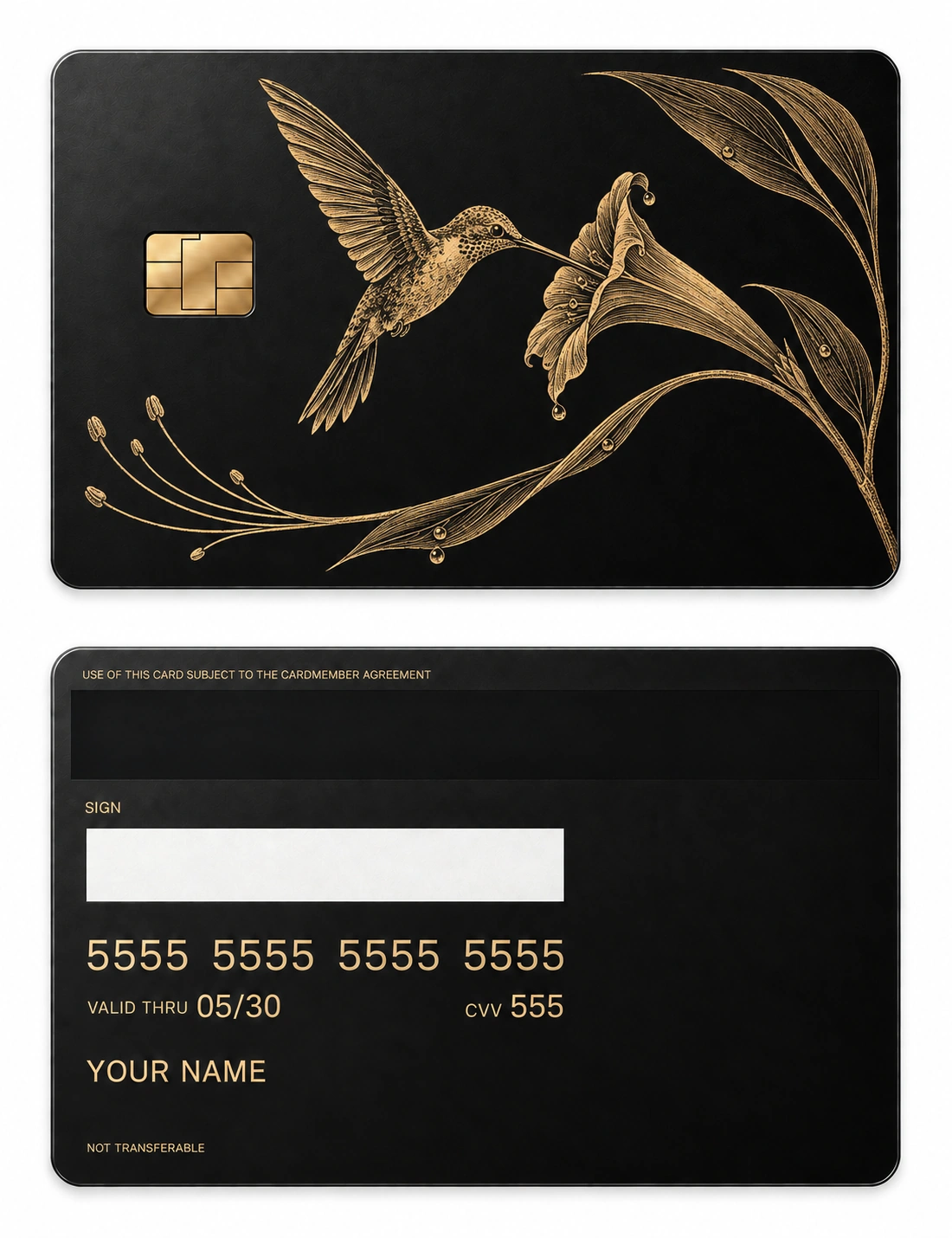 Hummingbird Sonata metal card — Front