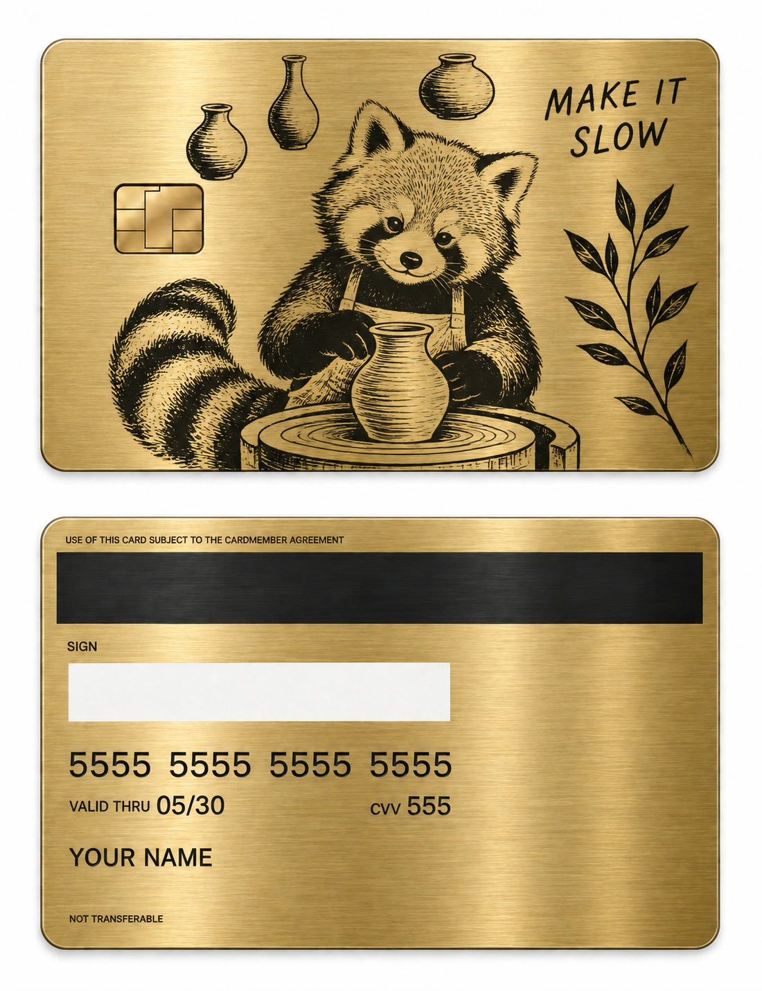 Clay Day Panda metal card — Front