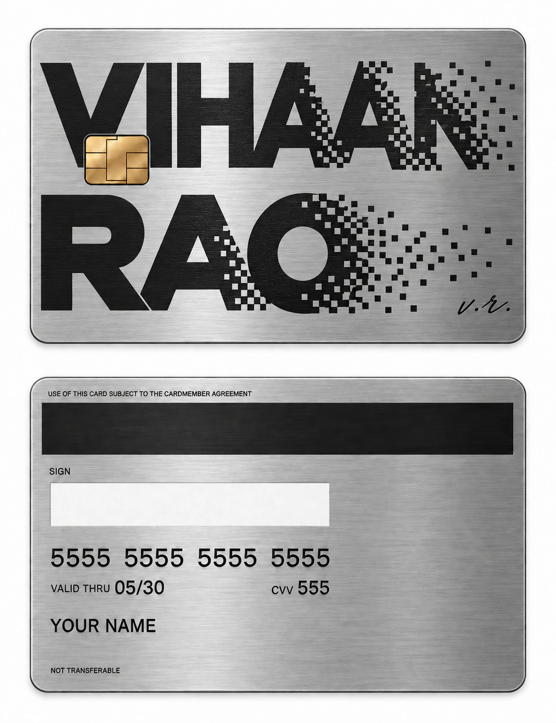 Vihaan Pixel Poem metal card — Front