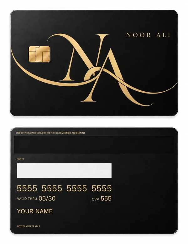 Noor Silk Knot — Matte black brass with gold engraving