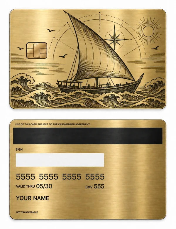 Trade Winds — Brushed gold stainless steel with black engraving