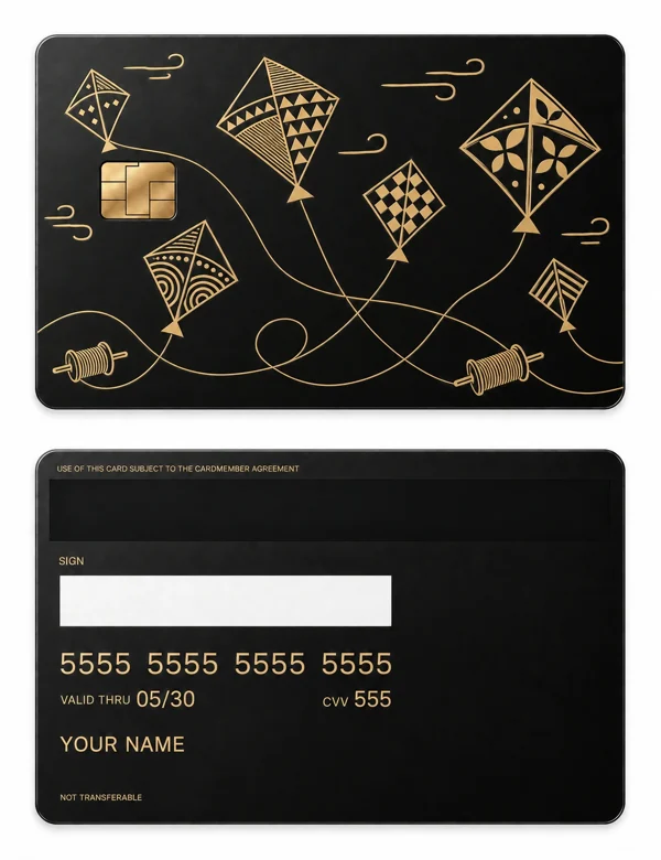 Kite Season — Matte black brass with gold engraving