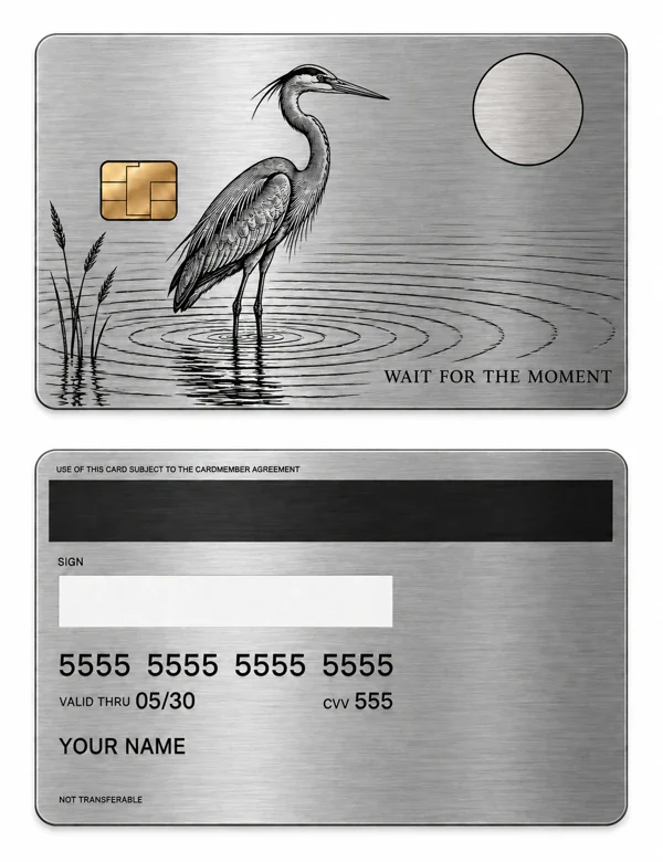 Wait for the Moment — Brushed silver stainless steel with black engraving