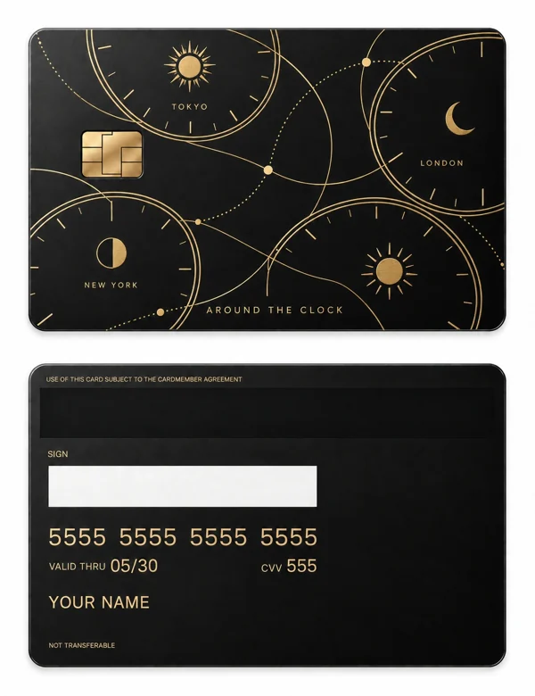 Around the Clock — Matte black brass with gold engraving