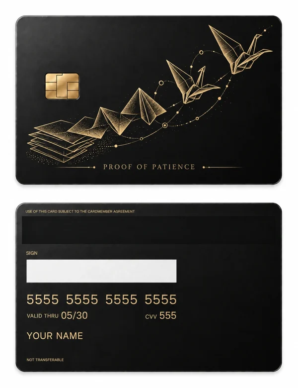 Proof of Patience — Matte black brass with gold engraving