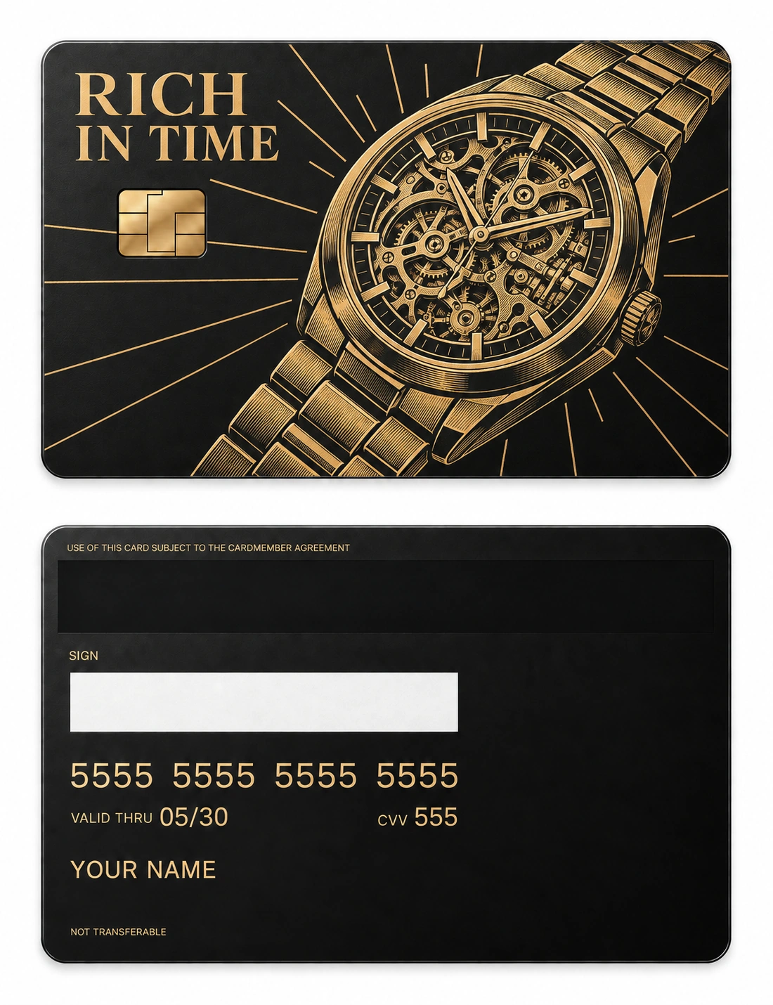 Rich in Time metal card