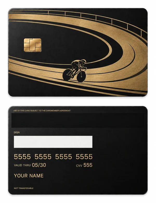 Velodrome Pulse — Matte black brass with gold engraving