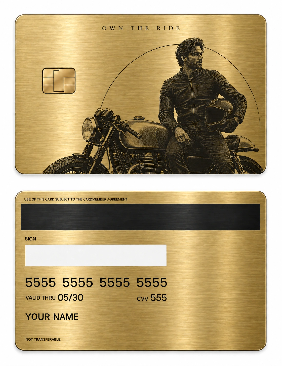 Own The Ride metal card — Front