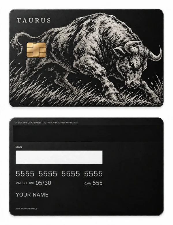 Taurus Earthbound — Matte black stainless steel with silver engraving