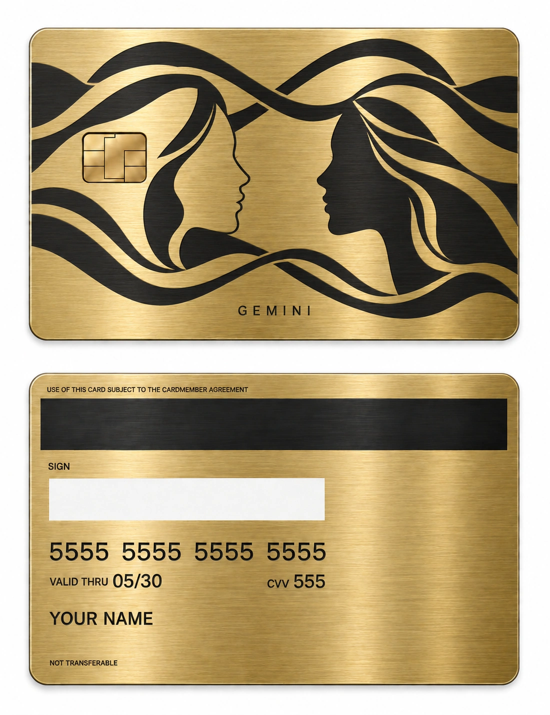Gemini Double Voice metal card — Front