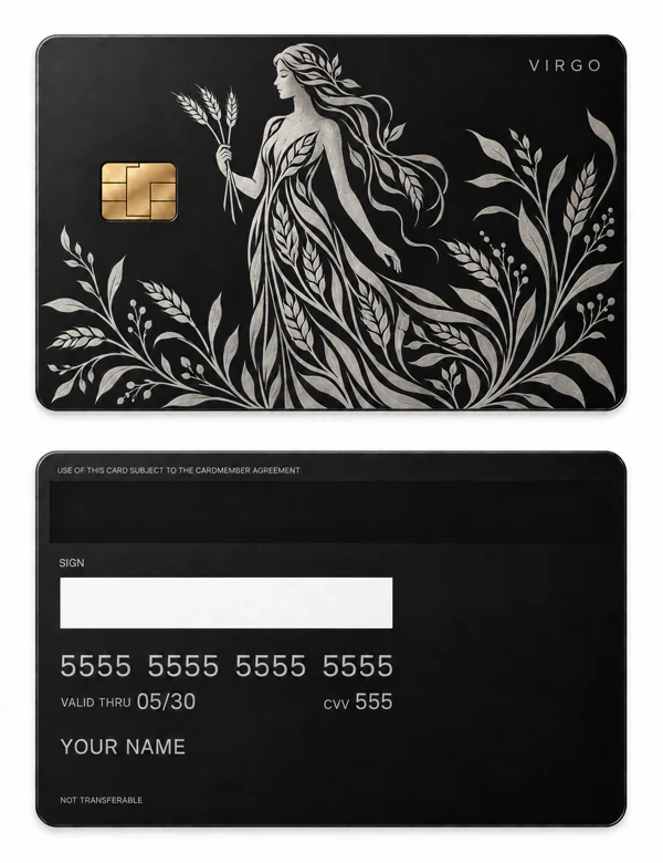 Virgo Harvest Muse — Matte black stainless steel with silver engraving