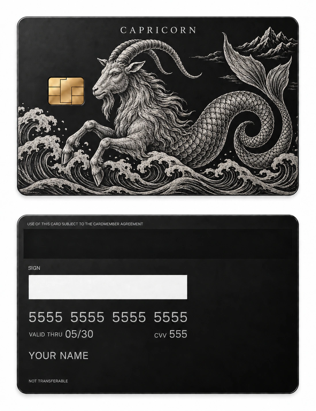 Capricorn Sea Ascent metal card — Front