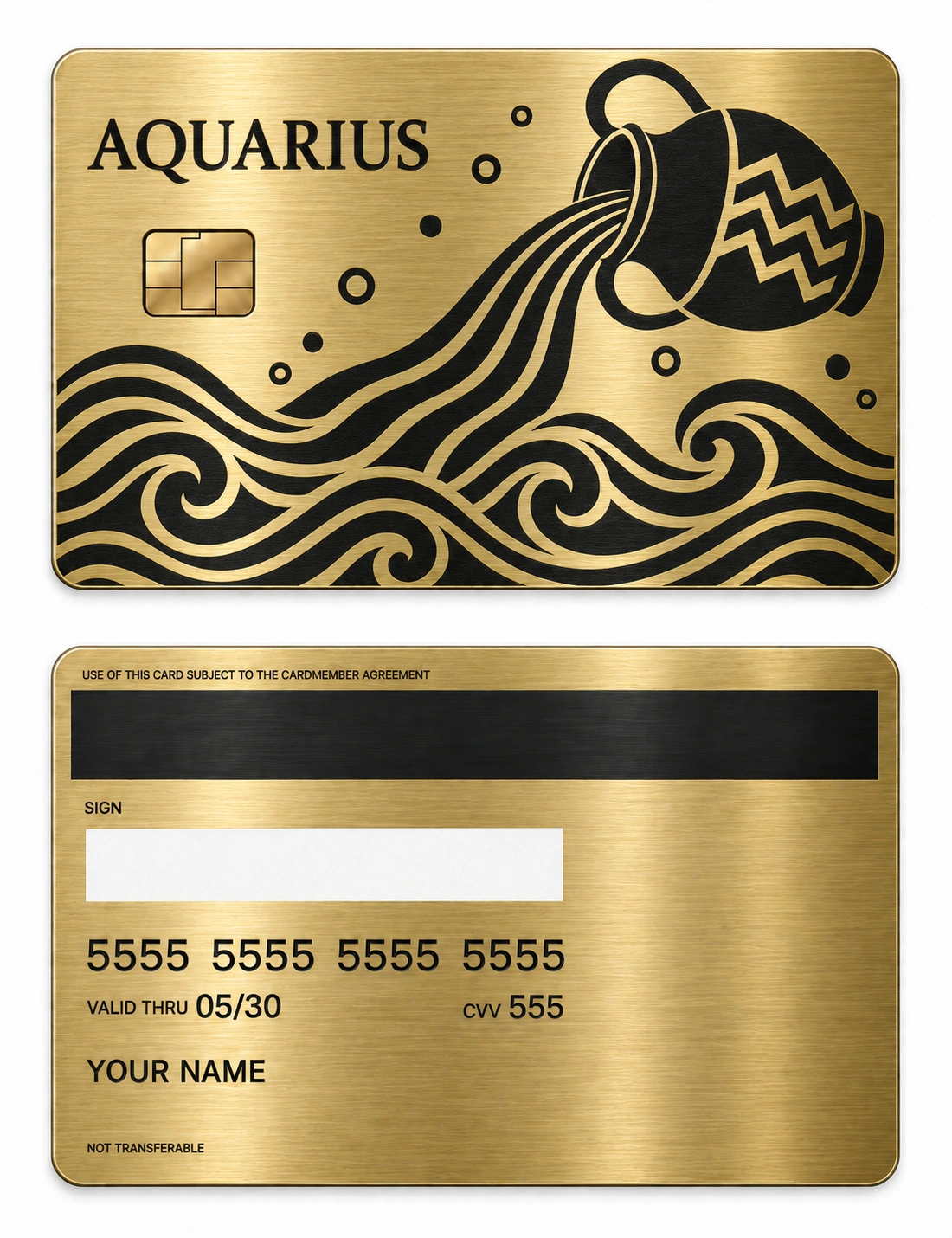 Aquarius Pouring Pattern metal card — Front