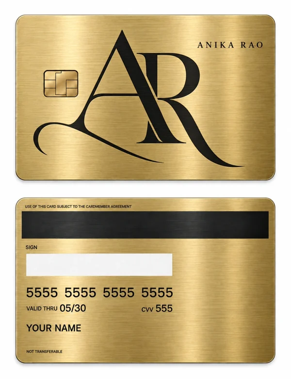 Anika Bold Insignia — Brushed gold stainless steel with black engraving