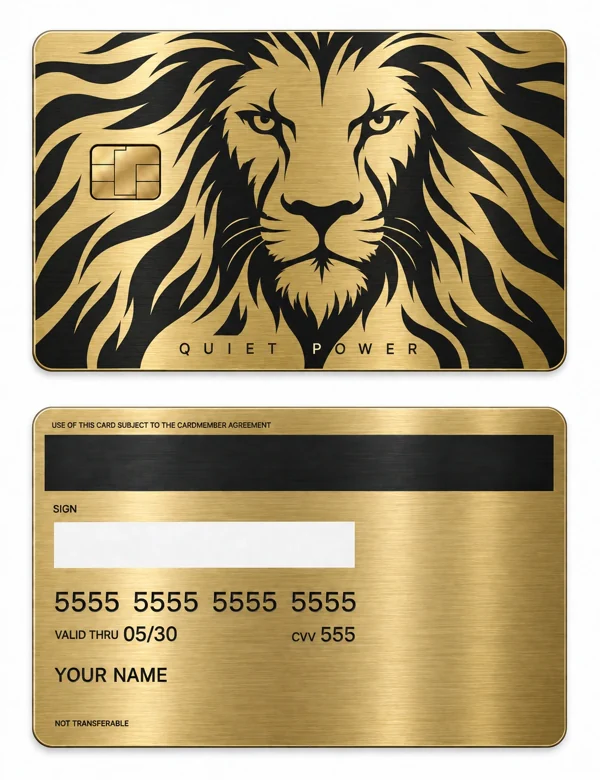 Quiet Power — Brushed gold stainless steel with black engraving