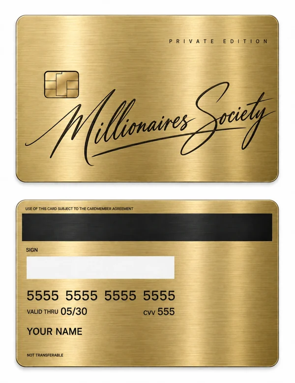 Millionaires Society — Brushed gold stainless steel with black engraving