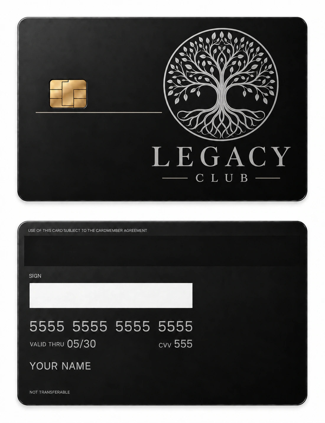 Legacy Club metal card — Front