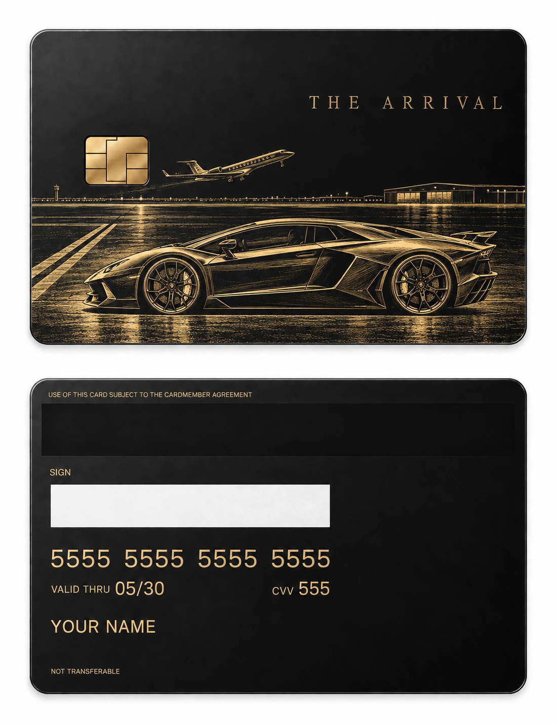The Arrival metal card — Front